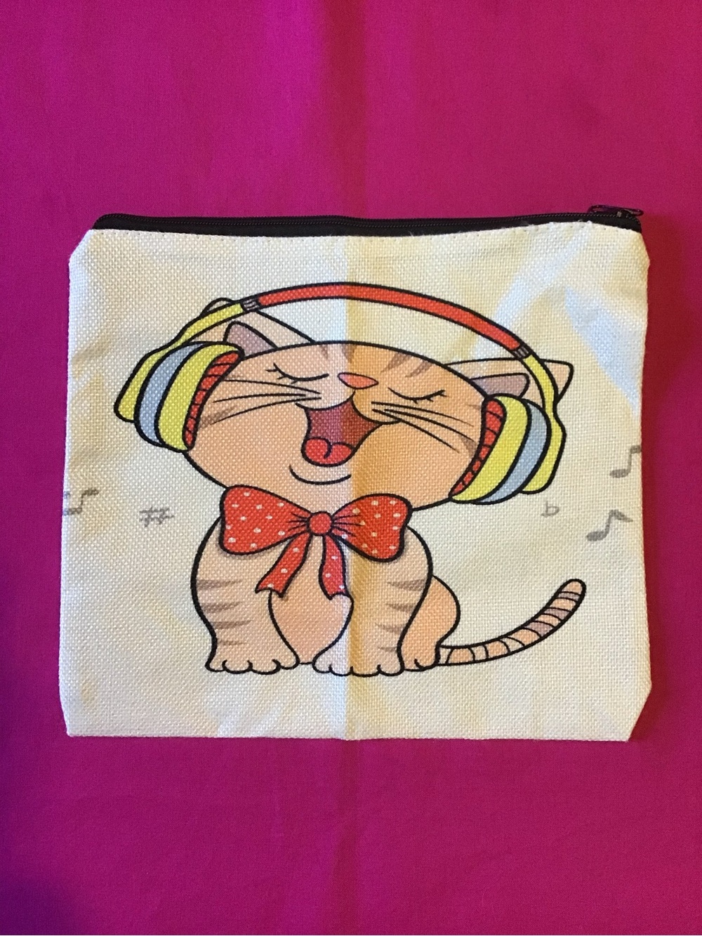 NWOT Music Cat Makeup Bag